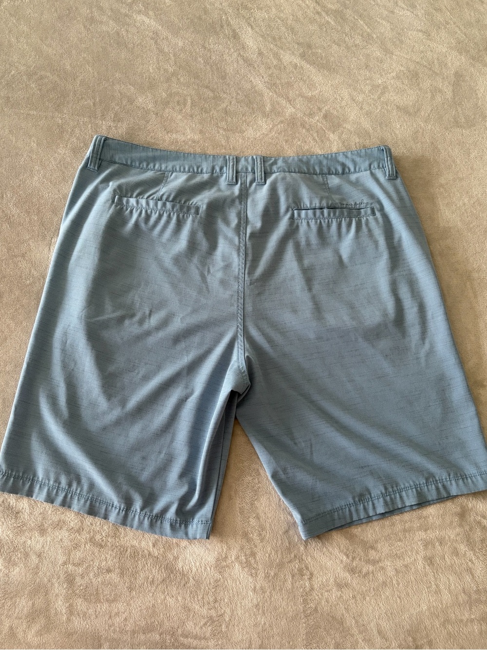 Travis Mathew Light Blue Micro-Check Flat Front Shorts - Picture 9 of 11